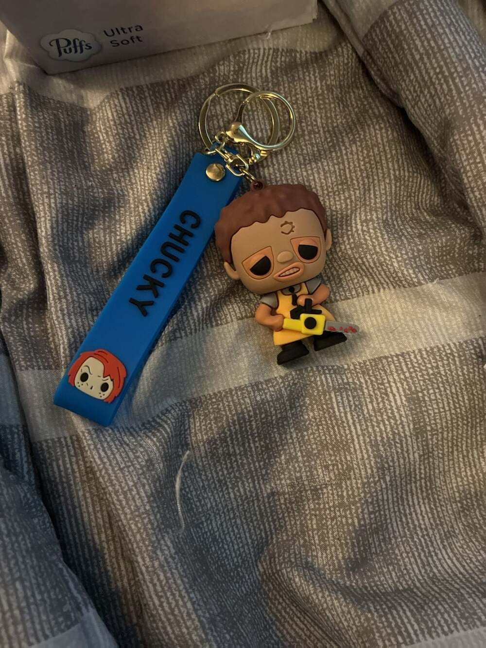 Chucky Horror Movie Character Silicone Keychain with Leatherface Figure